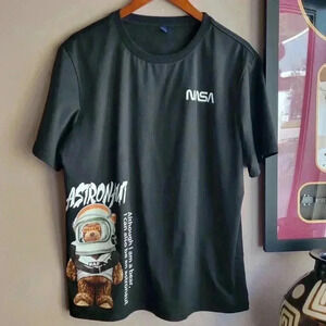 NASA "TEDDY BEAR ASTRONAUT" Space Black Short Sleeve T-Shirt Tee Large